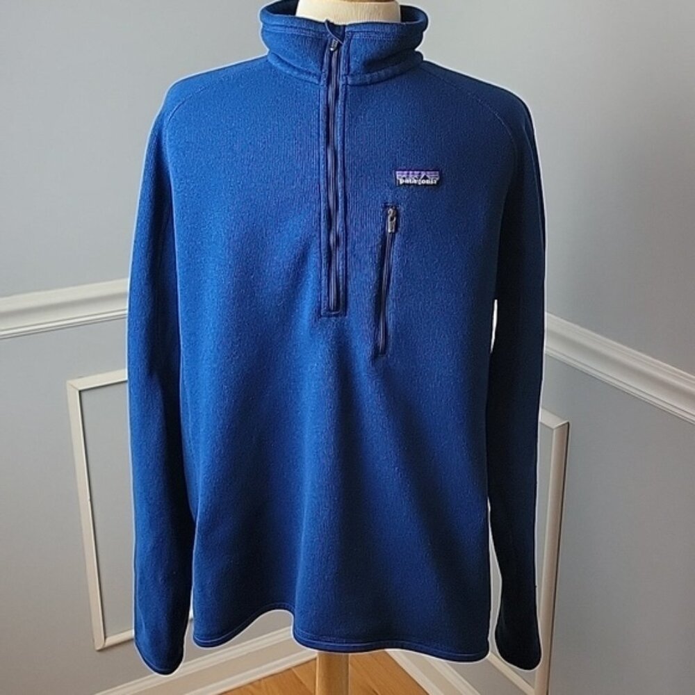 PATAGONIA Blue Heathered Better Sweater 1/4 Zip Activewear Fleece Pull Over Sz L